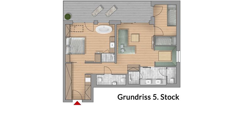 Grundriss Luxus Suite Hohen Bogen (Klima) 5. Stock