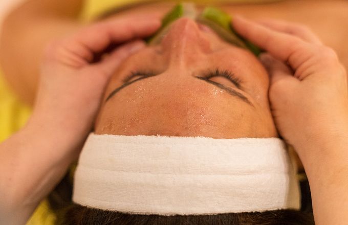 Fresh plant power: aloe vera facial treatment at Biohotel Eggensberger – wellness in a panoramic location.