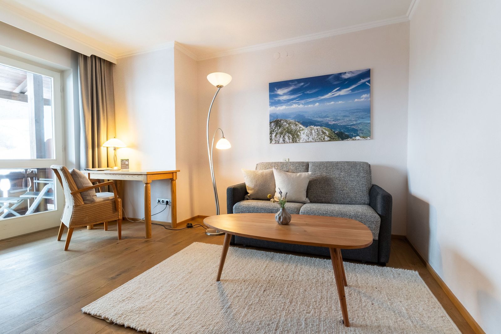 Einzelzimmer-Appartement "Silberdistel" mit getrenntem Schlaf- und Wohnraum, Balkon, Dusche, WC