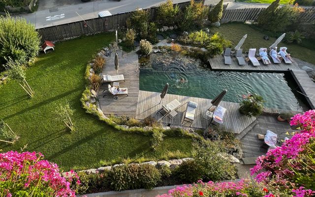 Naturpool-Blick von der Juniorsuite "Gipfelglück" Kategorie Superior