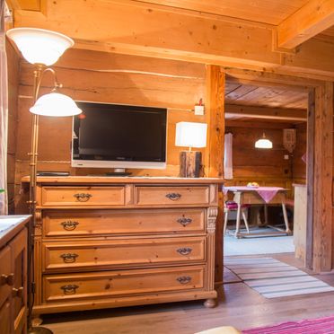 Wohnstube mit Pelletsofen, Kuschelhütte, Neukirchen, Oberösterreich, Oberösterreich, Österreich