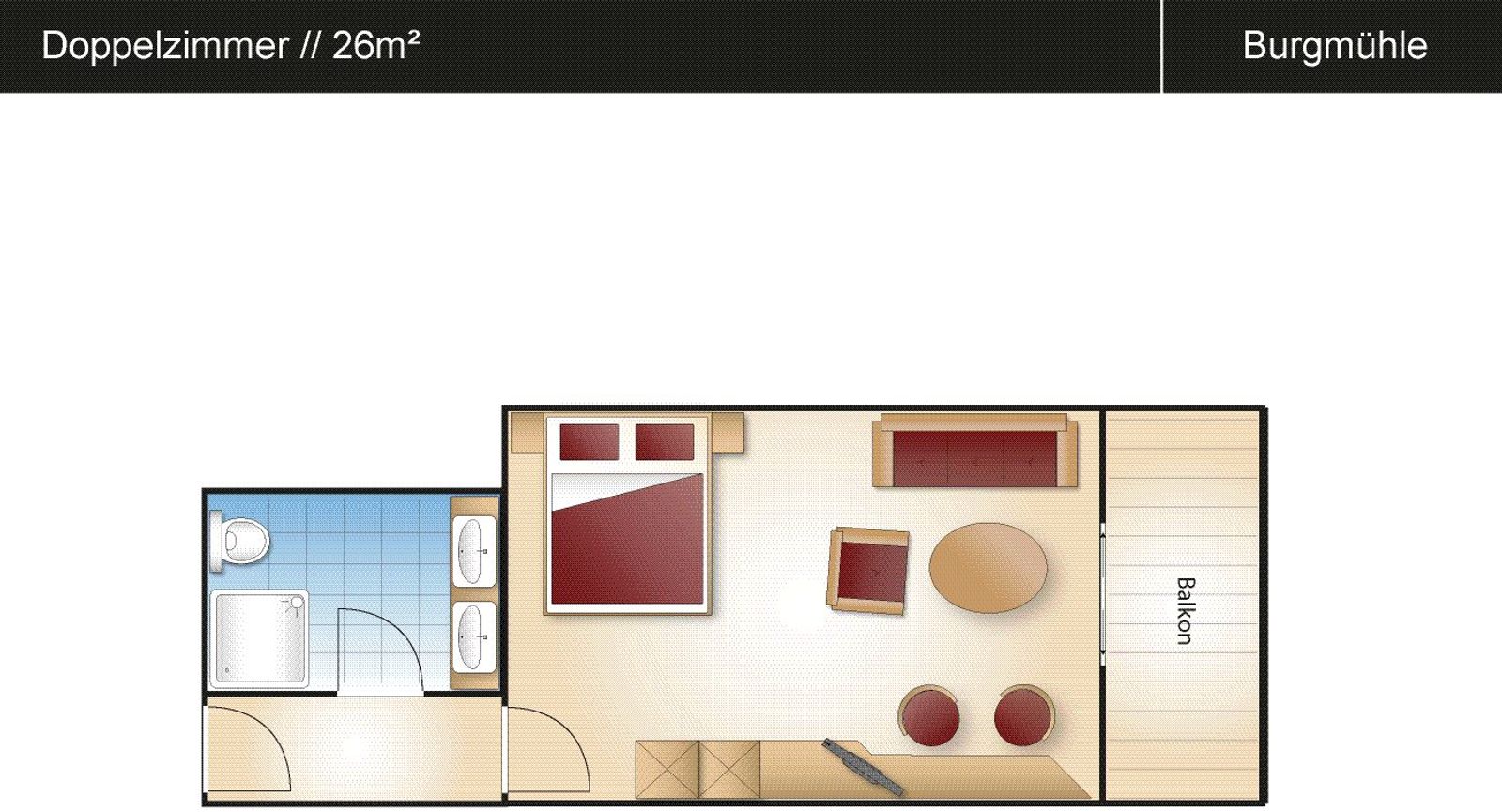 Doppelzimmer 26 qm image 3 - Parkhotel Burgmühle