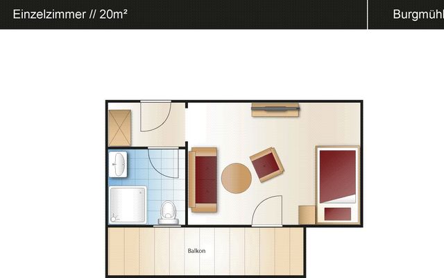 Single room, 22- 26 m² image 2 - Parkhotel Burgmühle