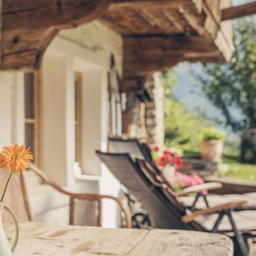 Terrassendetail, Bergchalet Klausner Enzian, Ramsau im Zillertal, Tirol, Tirol, Österreich