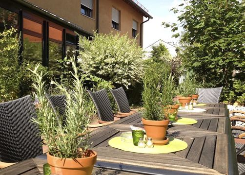 BIO HOTEL Bayerischer Wirt: Terrasse - Bio-Hotel Bayerischer Wirt, Augsburg, Münchner Raum, Bayern, Deutschland