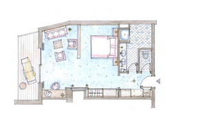 Holunder mit großem Südbalkon oder Südterrasse und Panoramablick (58 m²)