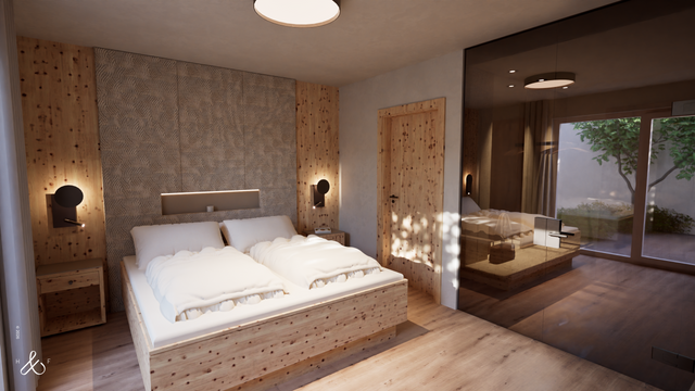 Familiensuite »Premium Zirbe mit eingeschränkter Aussicht« | 42 qm - 2-Raum