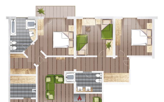 Unterkunft Zimmer/Appartement/Chalet: Family Suite Loft I 115 qm -4-Raum