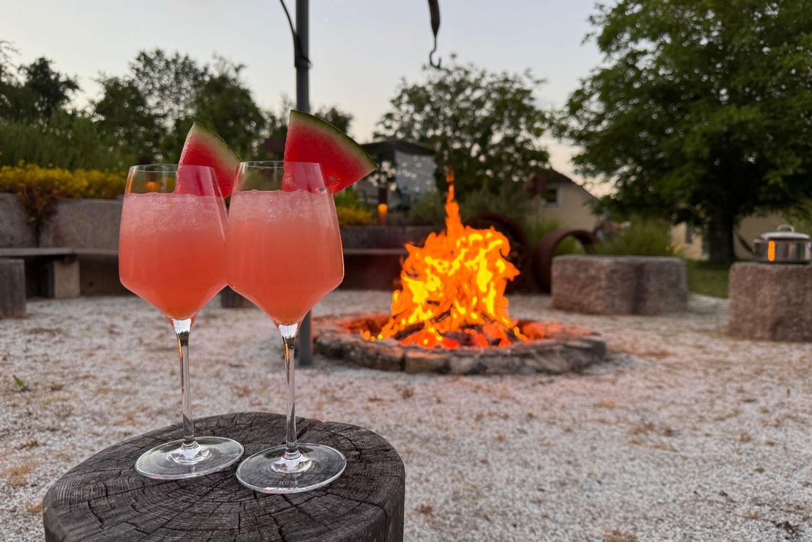 Cider-melon drink at the solstice bonfire at RelaxResort Kothmühle