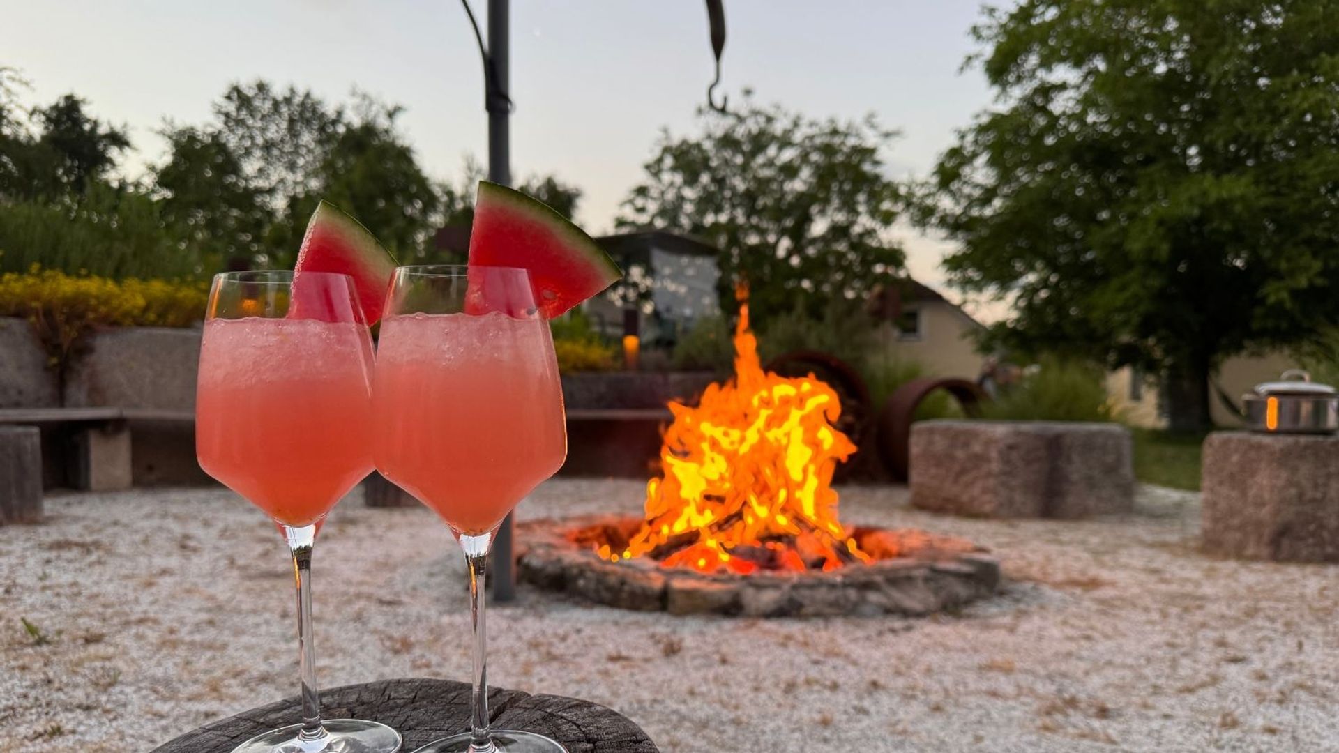 Cider-melon drink at the solstice bonfire at RelaxResort Kothmühle
