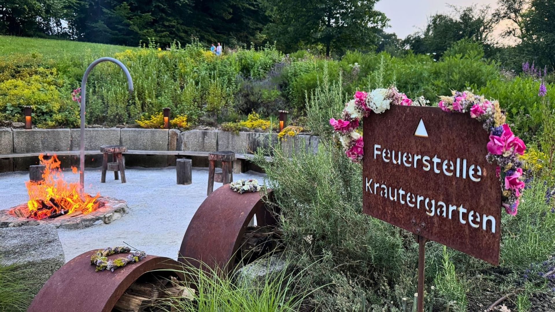 Summer solstice at the fireplace in the herb garden of the RelaxResort Kothmühle