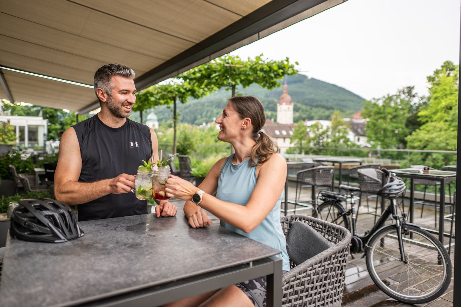 Erfrischungsgetränk nach dem Radfahren