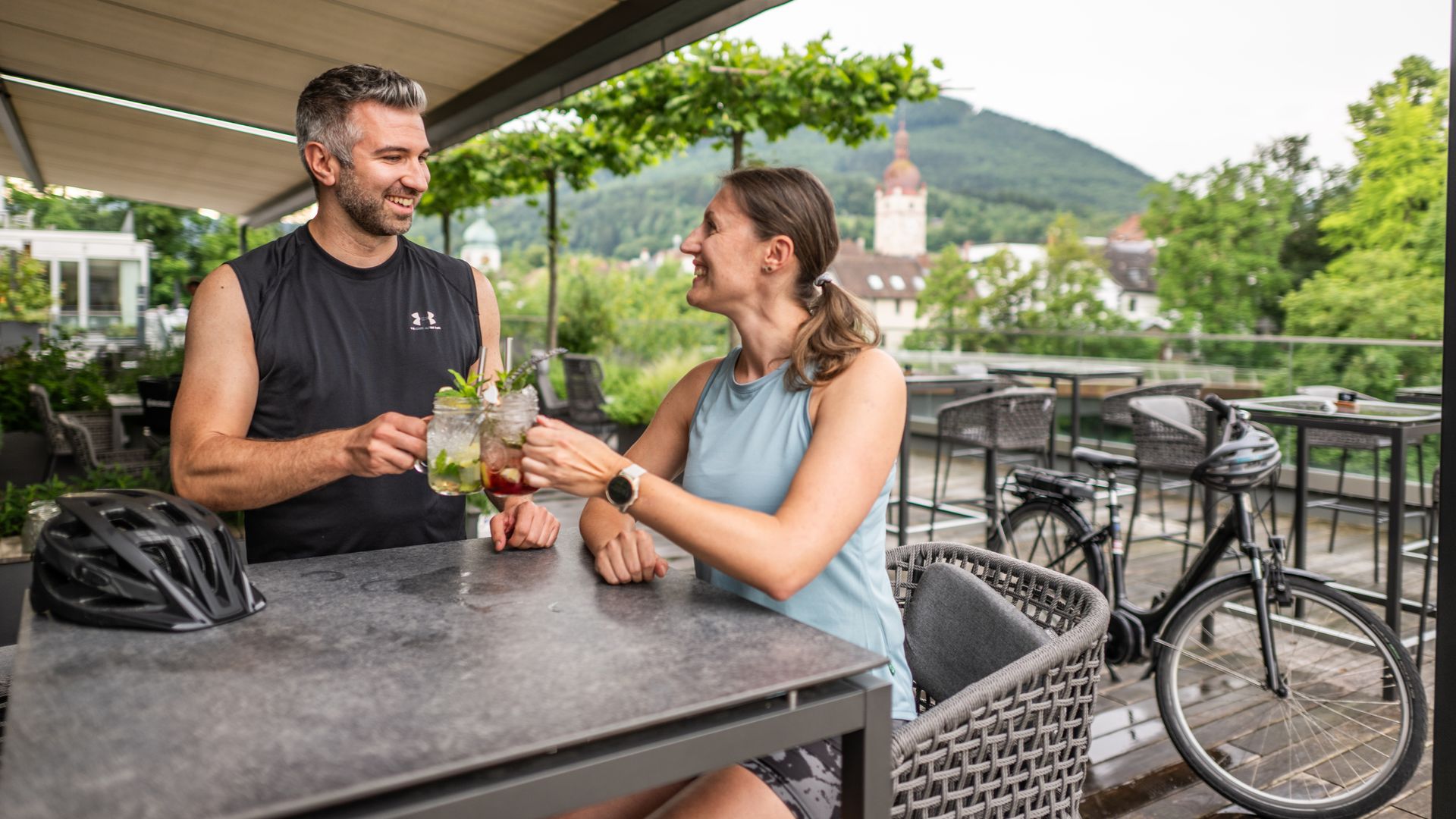 Erfrischungsgetränk nach dem Radfahren