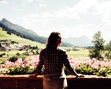 BIO HOTEL Bergzeit: Ausblick vom Hotelzimmer - Natur- & Biohotel Bergzeit, Zöblen, Tirol, Österreich