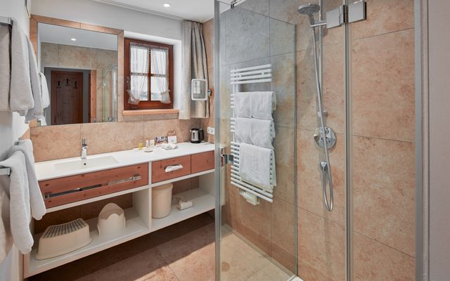 Badezimmer mit Dusche im Type »Enzian«, getrenntes WC