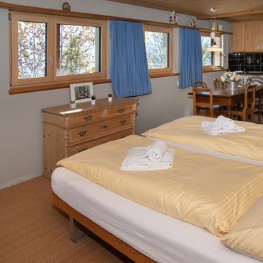 Innen Sommer 3, Chalet Jungfrau an der Ledi, Wengen, Berner Oberland, Bern, Schweiz