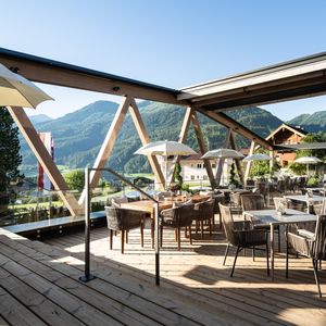 Terrasse mit Bergblick-Hotel Gassner