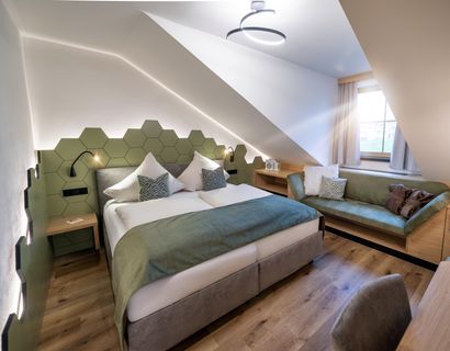 360° Glück | 4,5 Sterne Landrefugium Obermüller: Doppelzimmer Glücksnest