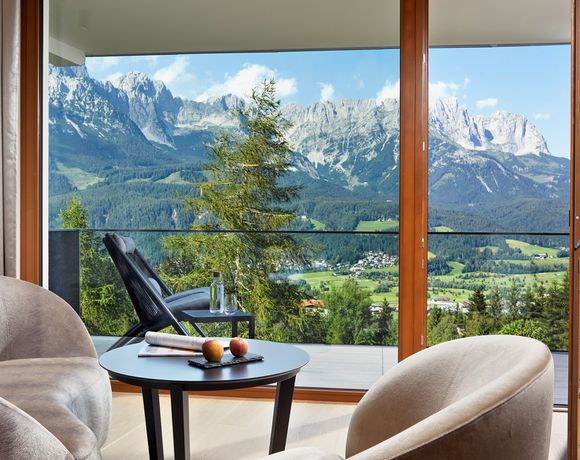 Turmalin living room with a view of the Wilder Kaiser