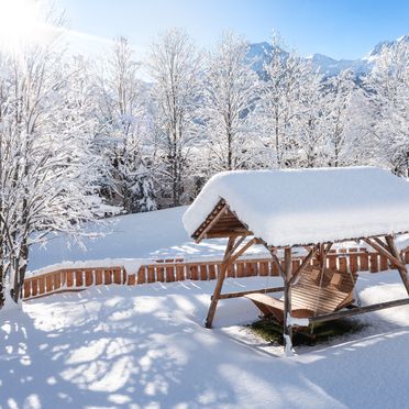 Garten im Winter, Untersöllhof, Krimml, Salzburg, Salzburg, Österreich