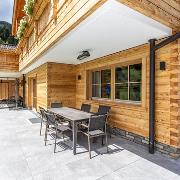 Garden with furniture, Raingrub Chalets, Großarl, Salzburg, Austria