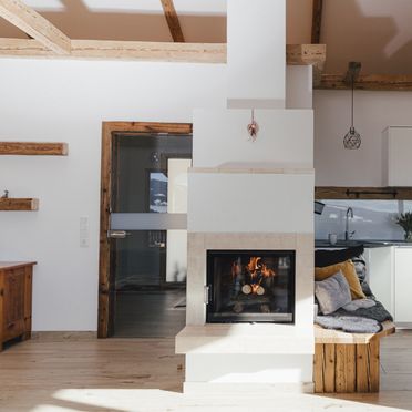 kitchen and fire place , Flattner Hütte, St. Margarethen, Carinthia , Austria