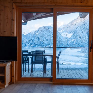 Terrasse im Winter, Chalet Residenz Mühlermoos - Chalet Waldbühne, Ramsau im Zillertal, Tirol, Österreich