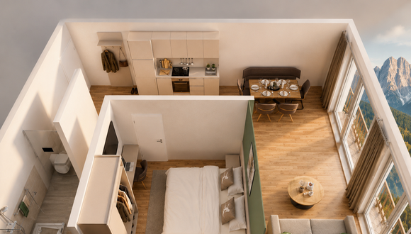 Penthouse-Apartment 1 Schlafzimmer mit Balkon Zimmerbild #1