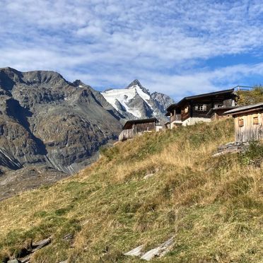 Blick auf den Großglockner, Almhütte Knapp-Kasa, Großglockner, Kärnten, Kärnten, Österreich