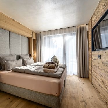 Schlafzimmer, Chalet Black Stone, Sölden, Tirol, Österreich