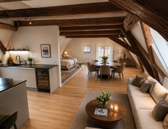  NEU – 5***** Dachgeschoß-Suite "bonne nuit" mit Luxus Boxspringbetten - Hästens Boutique Biohotel – chez Douverne