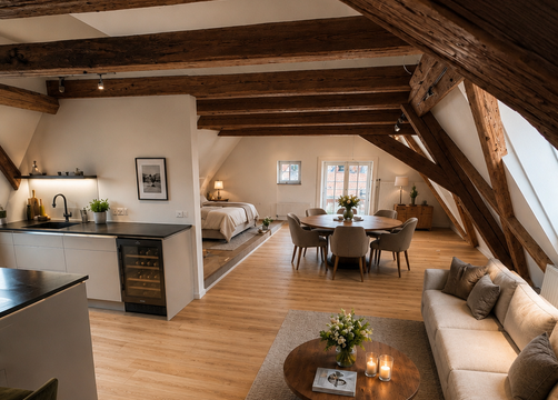 NEU – 5***** Dachgeschoß-Suite "bonne nuit" mit Luxus Boxspringbetten (1/20) - Hästens Boutique Biohotel – chez Douverne