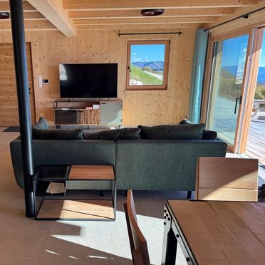 Living area with fireplace, Casa Vela Farfalla, Arsie, Veneto, Italy